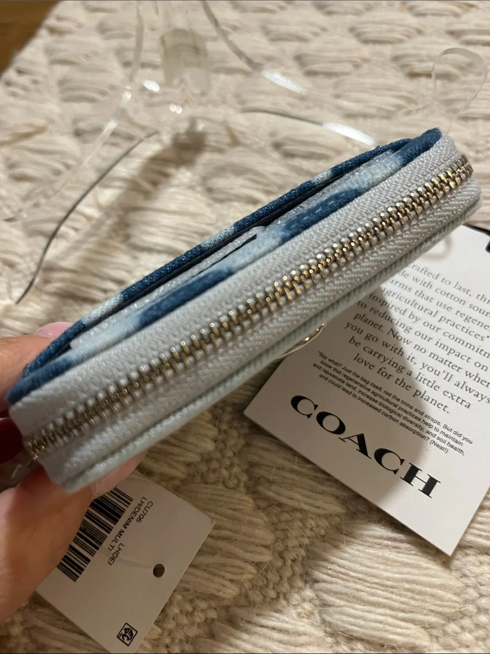 NWT Coach Light Blue and Royal Blue Abstract Zip Card Case